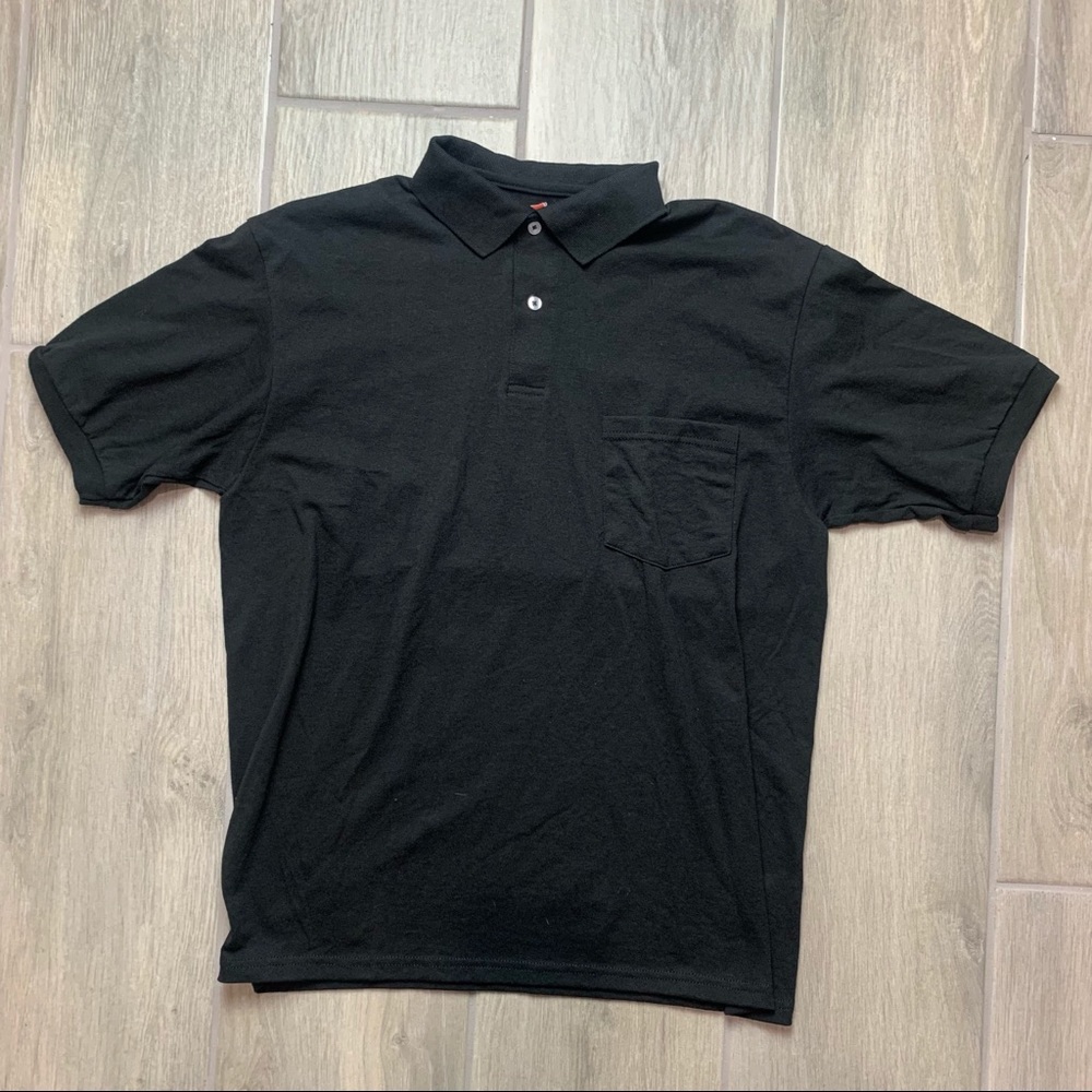 Hanes Men's Polo Short Sleeve CottonBlend EcoSmart Jersey Pocket Size Medium